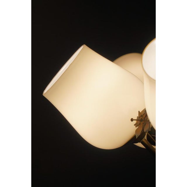 Metal Chandelier in Brass & Glass by Paavo Tynell for Idman OY, Finland, 1940s For Sale - Image 7 of 14