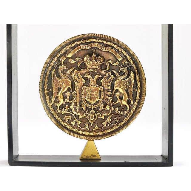 Metal Iron & Brass Coin Medal Bookend attributed to Carl Auböck, Austria, 1970s For Sale - Image 7 of 18