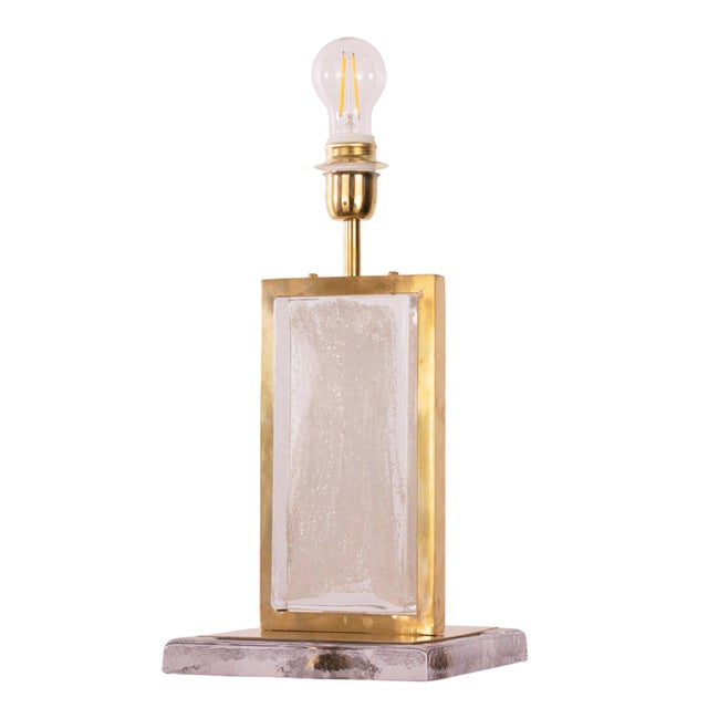 Italian Collectable Handmade Artistic Table Lamp in Murano Glass & Brass, Italy For Sale - Image 11 of 11