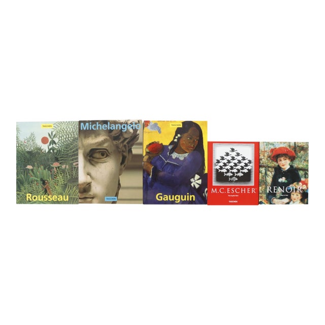 Set of 5 Taschen Art Books on Escher, Gauguin, Michelangelo, Renoir, and Rousseau For Sale