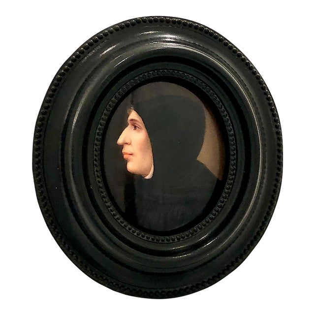 Portrait of Girolamo Savonarola Painted on Porcelain, After Fra Bartolomeo For Sale