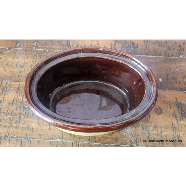 Ceramic Vintage Stoneware Small Lidded Casserole Covered Oval Bowl ~ Dish, 1980s For Sale - Image 7 of 9