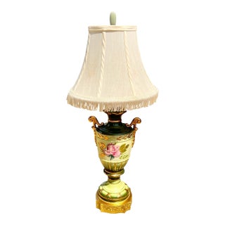 Vintage 1940s Porcelain Table Lamp, Antique Lighting, Good Condition For Sale