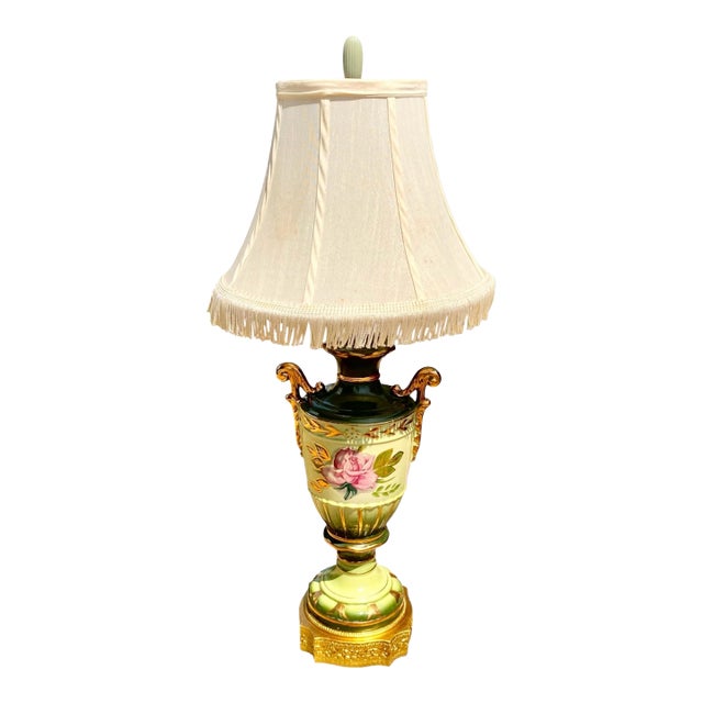 Vintage 1940s Porcelain Table Lamp, Antique Lighting, Good Condition For Sale