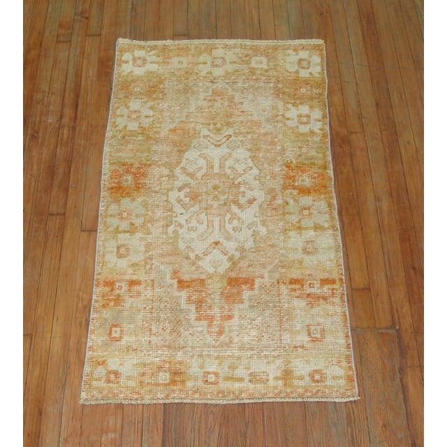 Early 21st Century Orange Shabby Turkish Rug - 2'8" x 4'9" For Sale In New York - Image 6 of 6