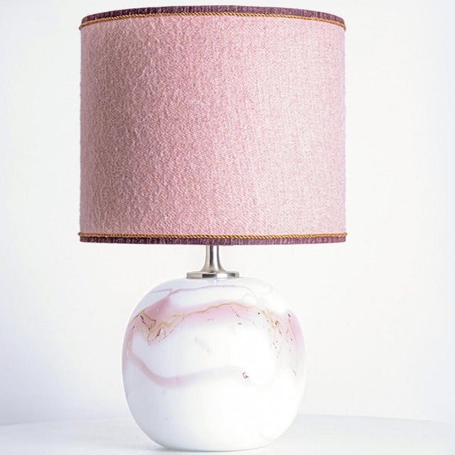 White and Pink Glass Table Lamp from Holmegaard, 1970s For Sale - Image 4 of 13