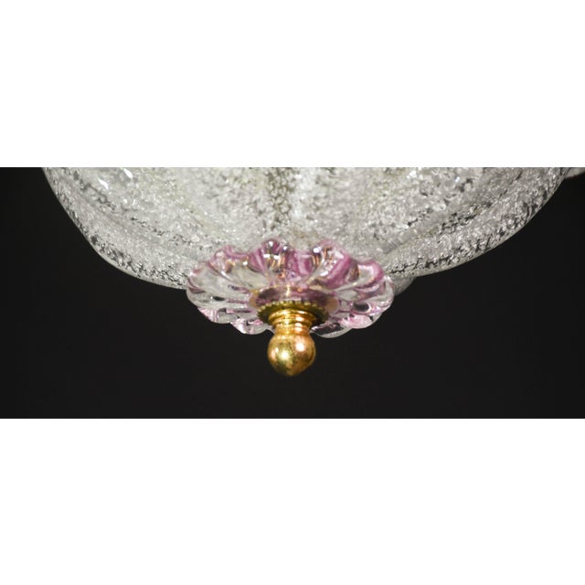 Pink Charming Vintage Venetian Chandelier, Pink Flower Murano Glass, 1970s For Sale - Image 8 of 15