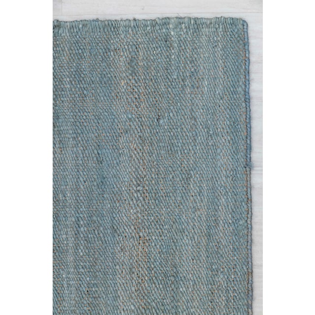 Not Yet Made - Made To Order Light Blue Solid Handwoven Premium Natural Jute Yarn Flatweave Rug 9x12 Ft. For Sale - Image 5 of 12