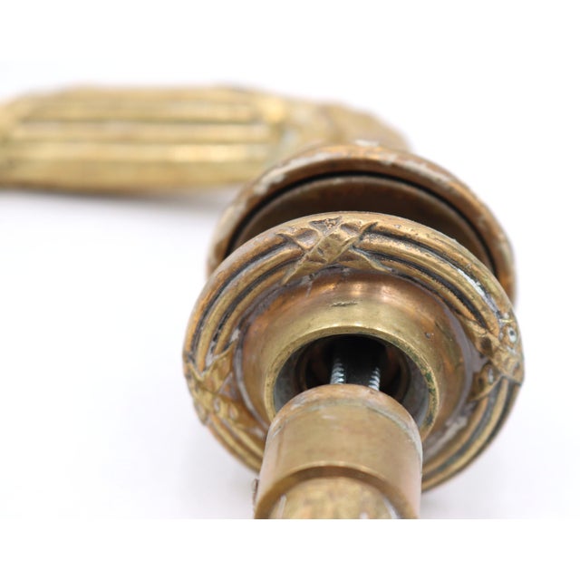 French Antique French Brass Lever Door Knob Set For Sale - Image 3 of 6