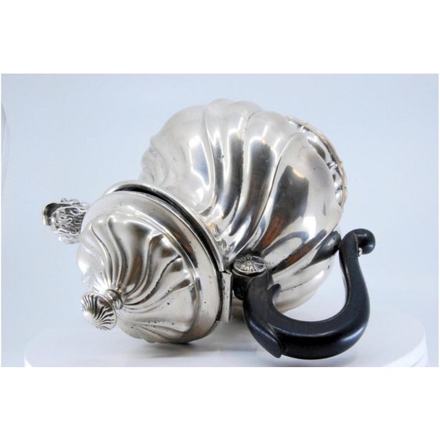 Silver Spiral Silver Teapot with Hinged Lid and Chestnut Wood Handle For Sale - Image 8 of 11