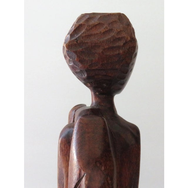 Late 20th Century Hand-Carved Wooden African Tribal Hunter Statue For Sale - Image 9 of 11