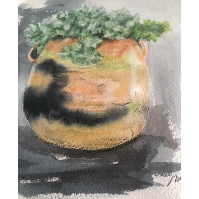 Contemporary "Succulents by the Pool" Contemporary Signed Original Mixed-Media Painting by Nancy Smith For Sale - Image 3 of 4