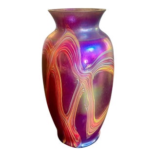 Modern Swirled Favrile Glass Vase For Sale
