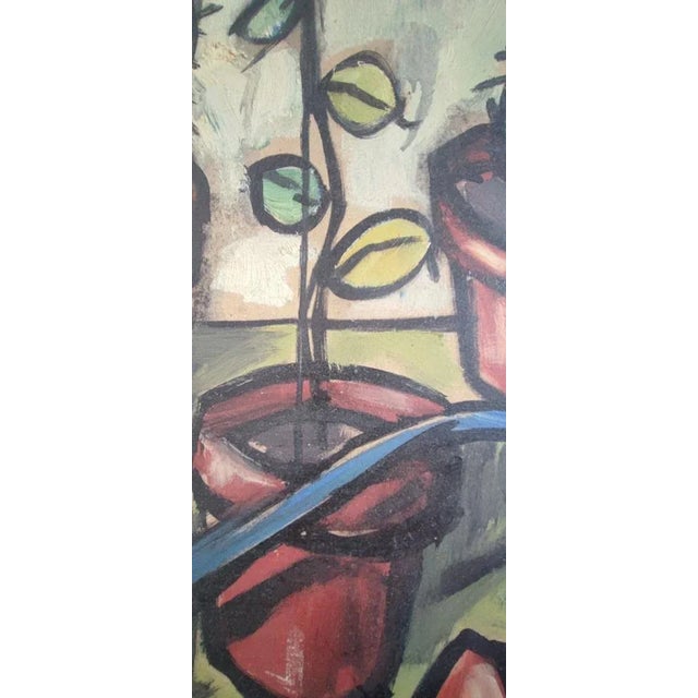 William Goliasch, Still Life with Watering Can and Cacti, 1960s, Oil and Gouache on Wood, Framed For Sale - Image 6 of 10