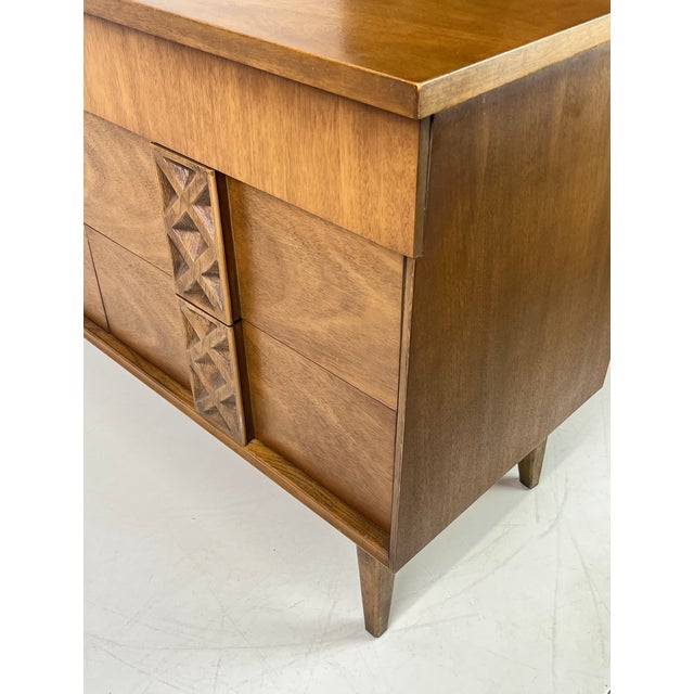 Mid-Century Modern Bassett "Zenith" Walnut Triple Dresser For Sale - Image 10 of 14
