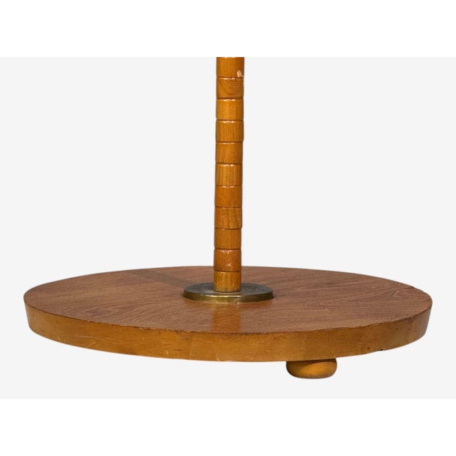 1930s Mid Century Modern, Organic Floor Lamp, Wood, Silk, Sweden For Sale - Image 11 of 12