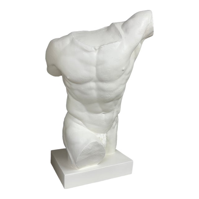 1940s Italian Plaster Male Torso Sculpture of a Classical Athlete For Sale