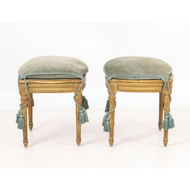 Louis XVI Style Upholstered Footstools, Pair For Sale In New York - Image 6 of 6