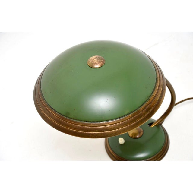 Vintage Bauhaus Enamel and Brass Desk Lamp attributed to Helo Leuchten, 1950s For Sale - Image 6 of 8