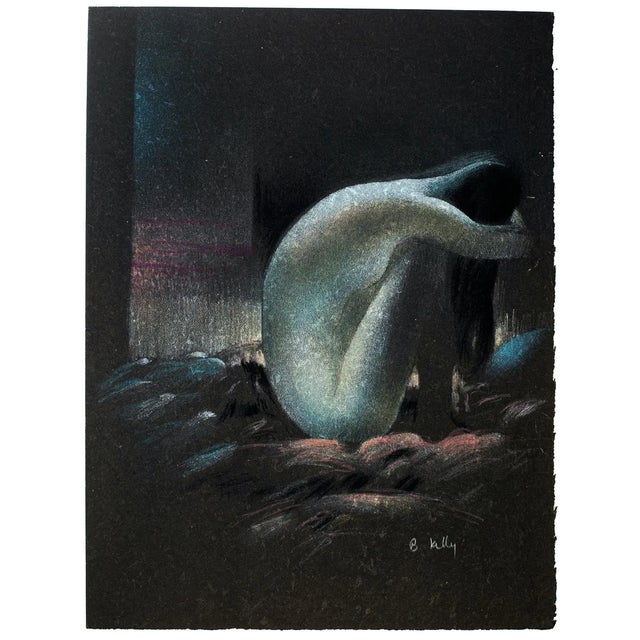 Femme Nue Recroquevillée - Original Lithograph by B. Kelly - 1980s 1980s For Sale