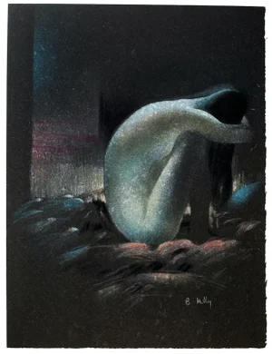 Femme Nue Recroquevillée - Original Lithograph by B. Kelly - 1980s 1980s