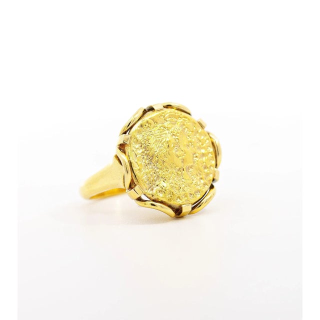 Mid 20th Century Salvador Dali For Piaget 'Dalí d'Or' 22K Gold Coin Ring in 18K Gold Setting, Size 6.5 For Sale - Image 5 of 12