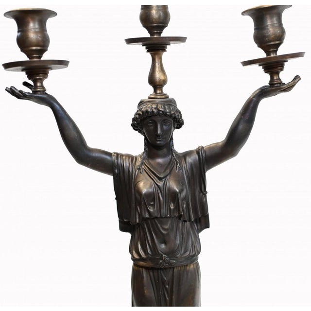 Empire Bronze Candleholders, Set of 2 For Sale - Image 4 of 14