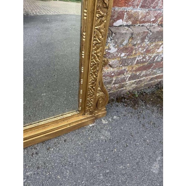 Antique English Gilt Ornate Framed Overmantle Mirror For Sale - Image 4 of 10