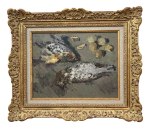 Paul Mathey, Les grives, 1941, Oil on Cardboard, Framed