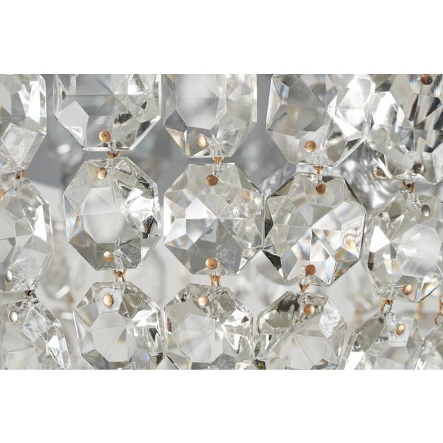 Late 20th Century Late 20th Century Restored 9 In. Faceted Crystal Flush Mount Ceiling Light For Sale - Image 5 of 9