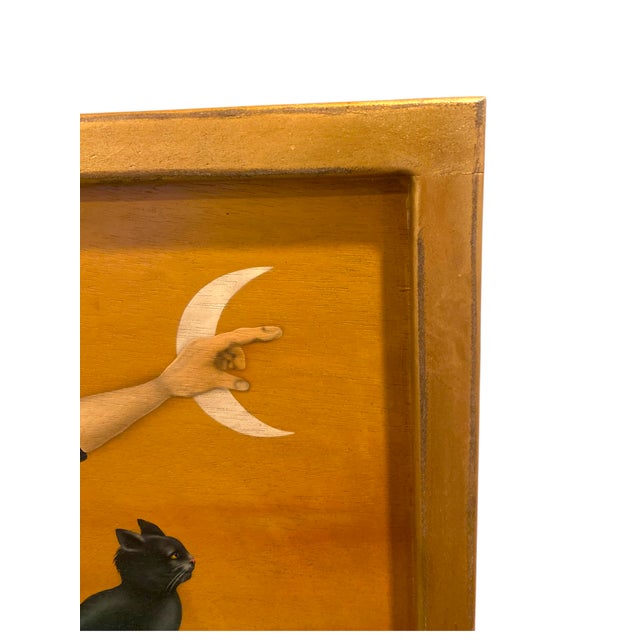 Victorian Halloween Witch Cat Original Painting Bonnie Barrett Boardwalk Large 30.75"w Art For Sale - Image 3 of 9