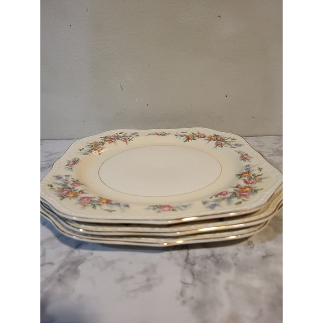 American Vintage Homer Laughlin Square Salad Plates "Countess" - Set of 4 For Sale - Image 3 of 10