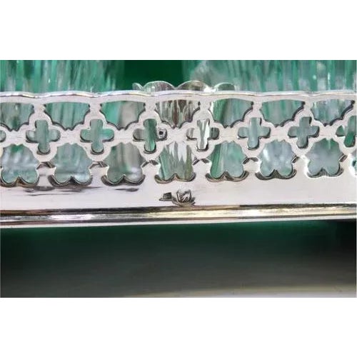 Grid-Shaped Silver and Cut Glass Cruet with Claw-Shaped Feet, Set of 3 For Sale - Image 3 of 8