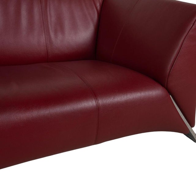 Animal Skin 322 Set Leather Three-Seater Two-Seater Red Sofa Couch from Rolf Benz, Set of 2 For Sale - Image 7 of 18