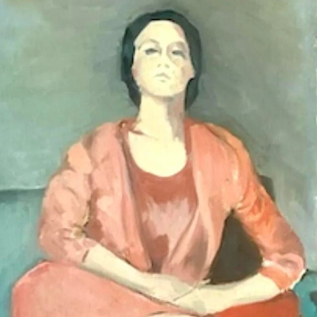 Vintage Italian Signed Modernist Woman Portrait Oil Painting For Sale - Image 11 of 13