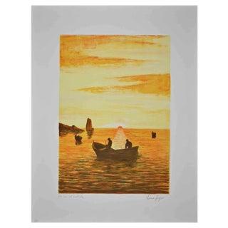 Unknown, Sunset, Original Lithograph, 1970s For Sale