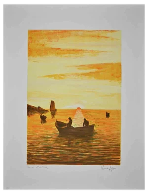Unknown, Sunset, Original Lithograph, 1970s