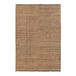 High Quality Hand Knotted Tan Natural Jute Loop Pattern Solid Rug 9x12Ft. For Sale