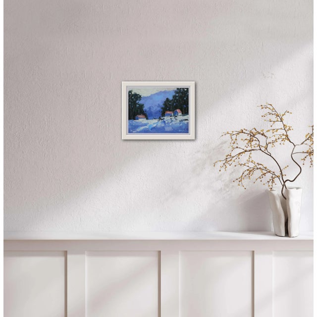 Textile Winterscapes Impressionist Snowscape Oil Painting For Sale - Image 7 of 7