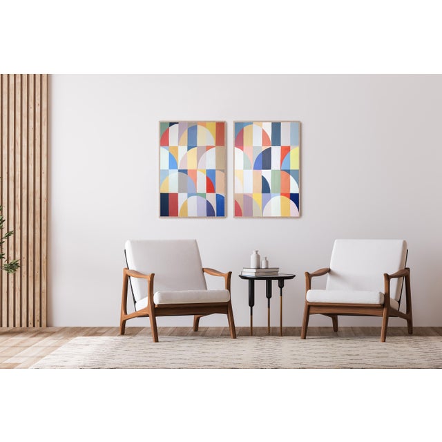 2026, Modern Bauhaus, Original Painting Diptych, Gilded Bloom, Acrylic on Watercolor Paper by Natalia Roman For Sale - Image 10 of 10