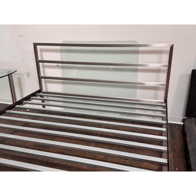 Eastern King Size Room & Board Stainless Steel Parsons Bed Frame For Sale - Image 12 of 12