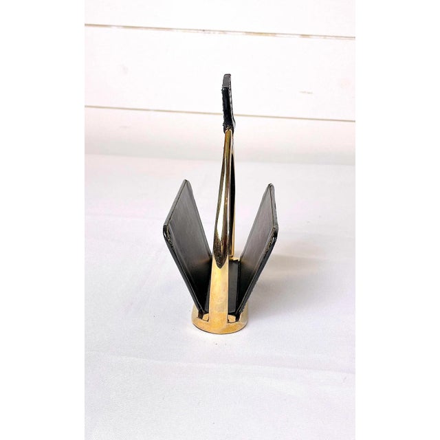 French Leather & Brass Letters Holders by Maison Longchamps, Mid-Century, France For Sale - Image 3 of 9