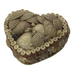 Shell Jewelry Box Vintage Heart Seashell Encrusted Jewelry Trinket Box