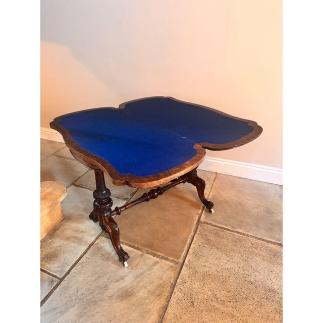 Antique Victorian Burr Walnut Card Table, 1860 For Sale - Image 9 of 11