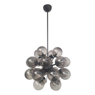 21st Century Ventiquattro Black Powder Coat Smoky Bubbles Murano Sputnik Chandelier by Fabio LTD For Sale