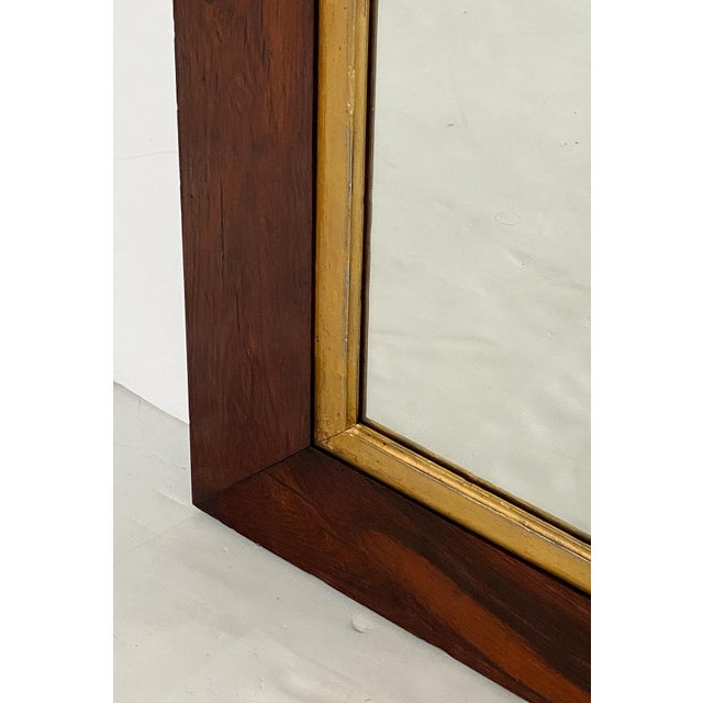 Wood Large English Rectangular Mirror With Mahogany and Gilt Frame (H 41 1/4 X W 35) For Sale - Image 7 of 8