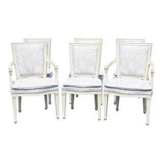 Distressed Cream Painted Dining Chairs - Set of 6 For Sale