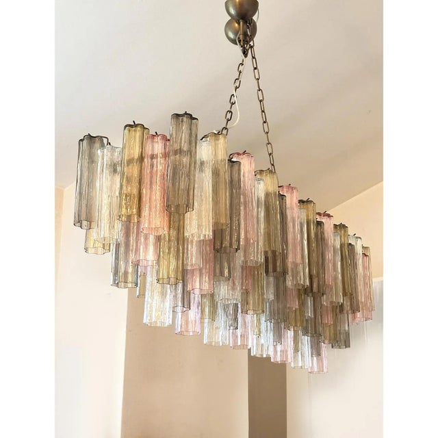 Huge Rectangular Tronchi Murano Glass Burnished Chandelier by Simoeng For Sale - Image 9 of 11