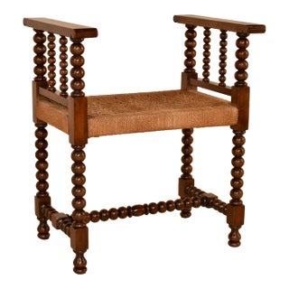 19th Century English Oak Bench With Arms For Sale
