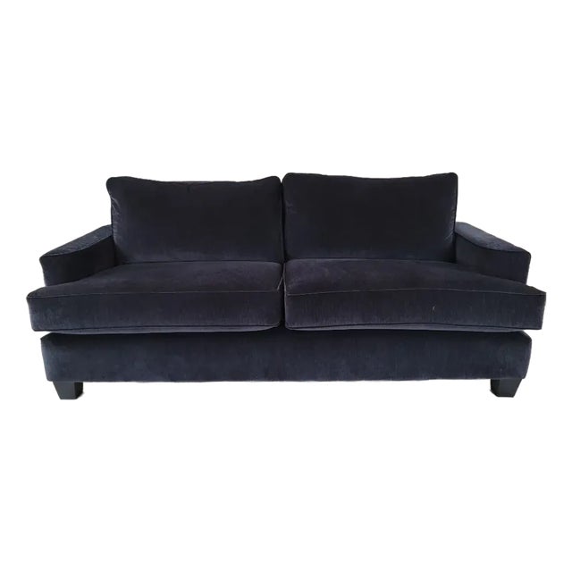 Vintage Contemporary Postmodern Black Velvet Sofa For Sale